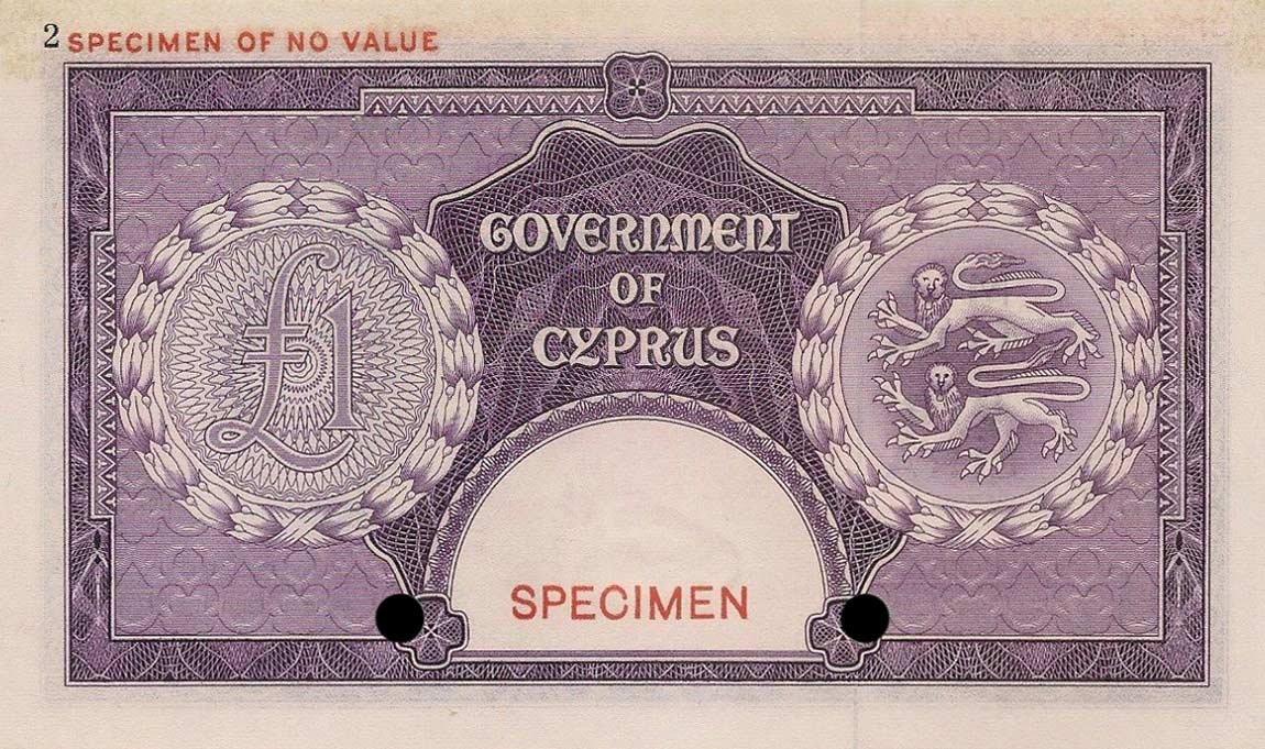 Back of Cyprus p35ct: 1 Pound from 1955