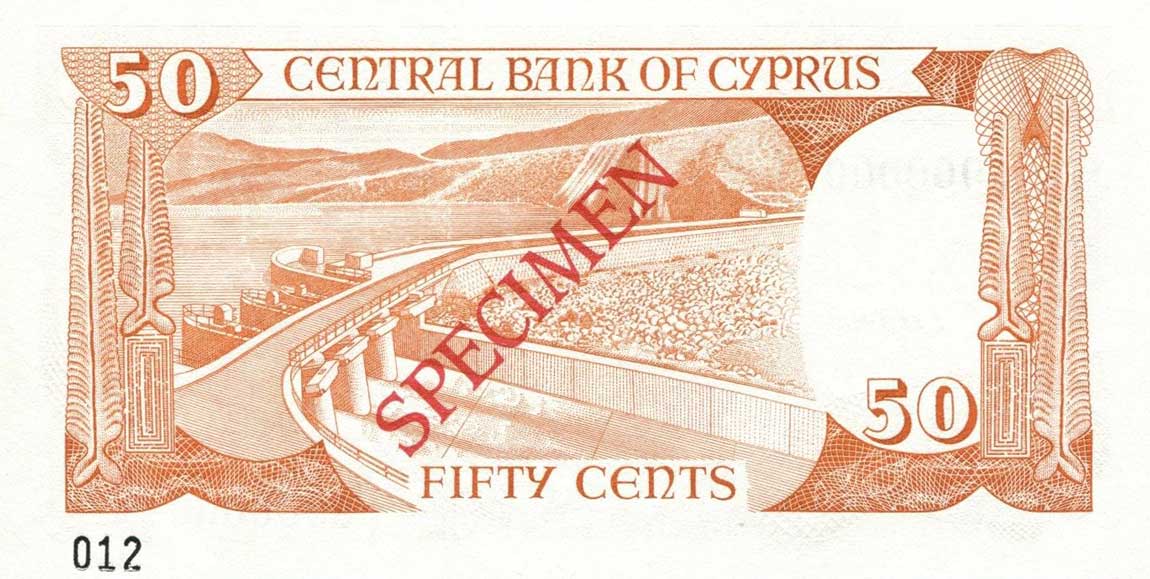 Back of Cyprus p49s: 50 Cents from 1983