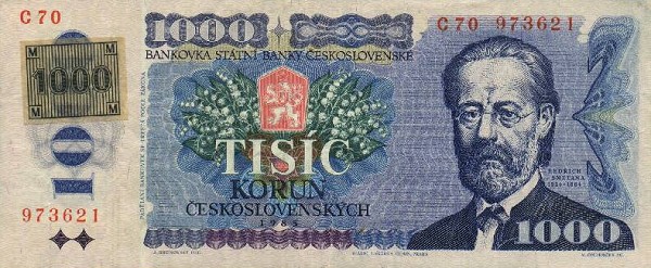 Front of Czech Republic p3a: 1000 Korun from 1993