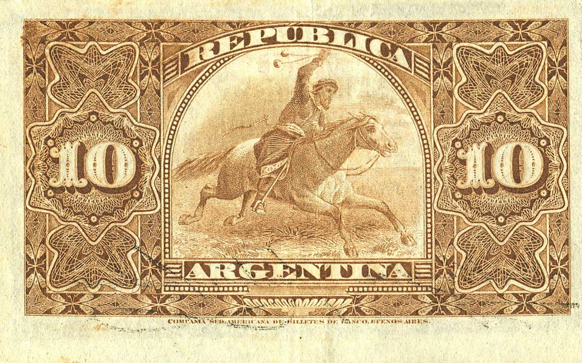 Back of Argentina p214: 10 Centavos from 1892