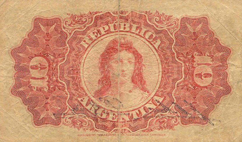 Back of Argentina p228a: 10 Centavos from 1895