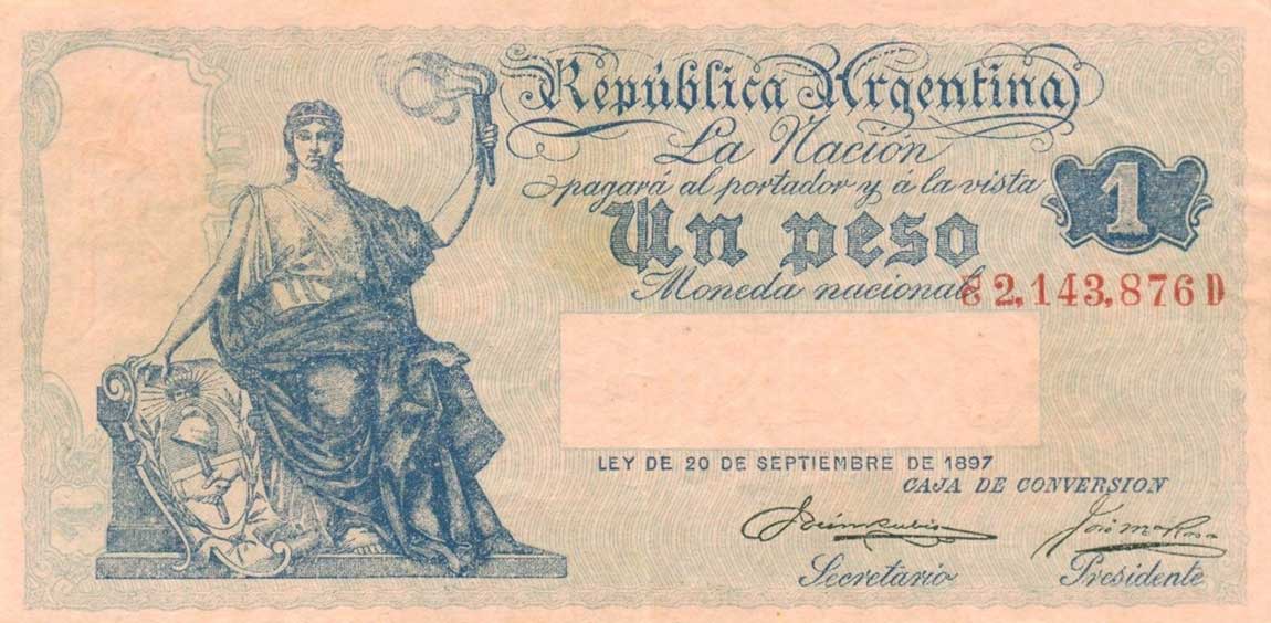 Front of Argentina p235B: 1 Peso from 1906