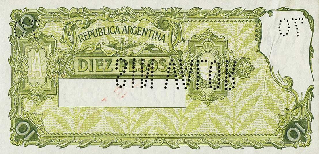 Back of Argentina p253s: 10 Pesos from 1936