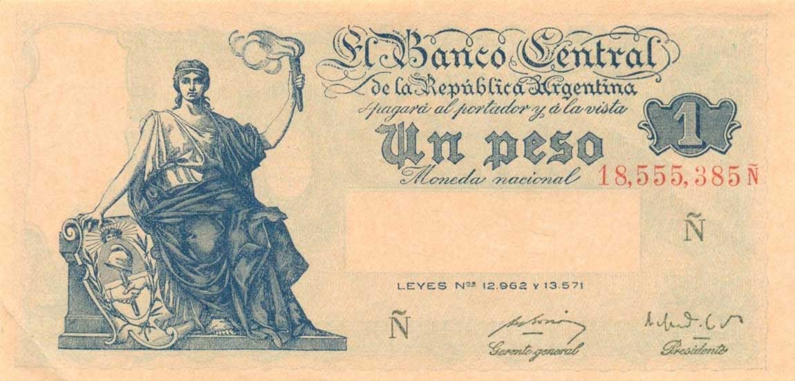 Front of Argentina p262: 1 Peso from 1951