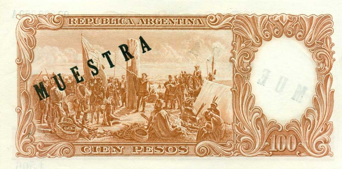 Back of Argentina p277s: 100 Pesos from 1967