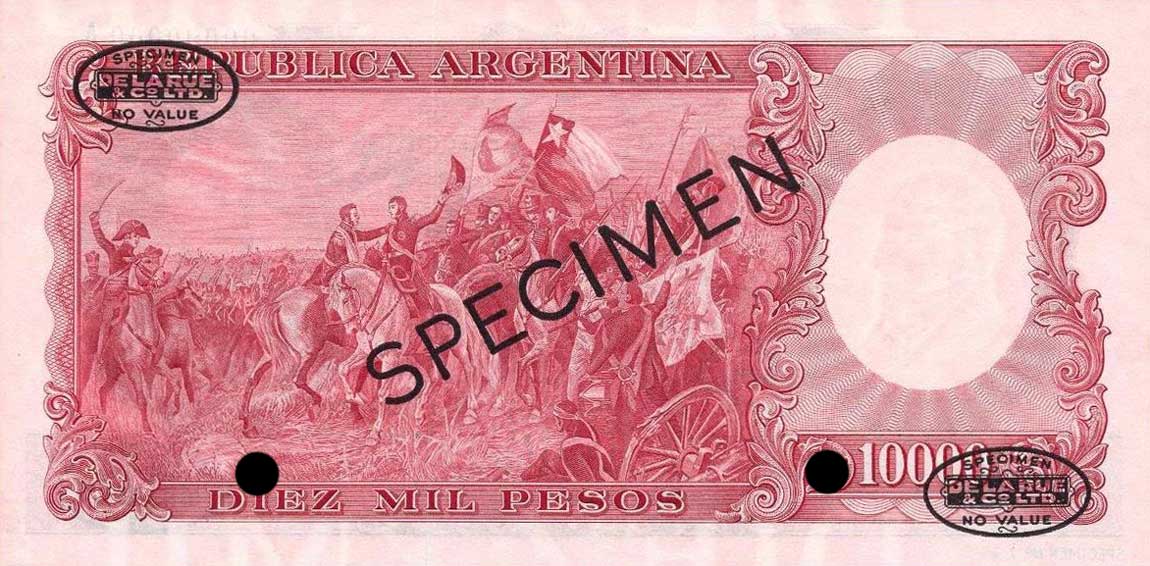 Back of Argentina p281s: 10000 Pesos from 1961