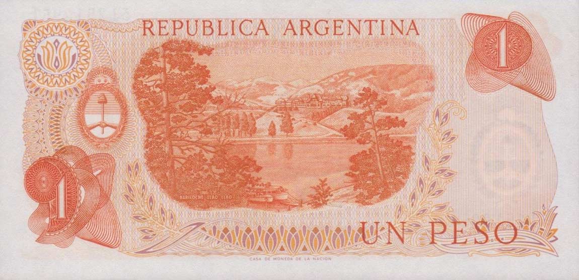Back of Argentina p293: 1 Peso from 1974