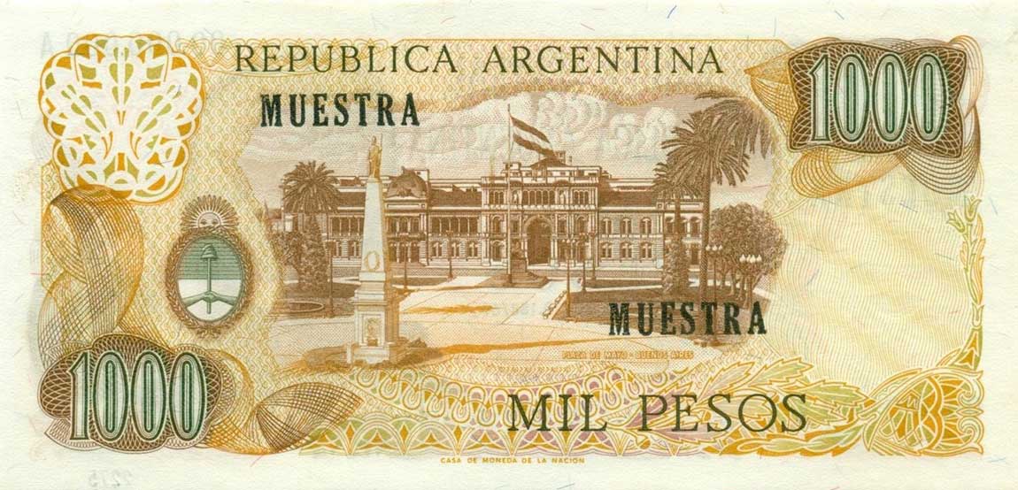 Back of Argentina p299s: 1000 Pesos from 1973
