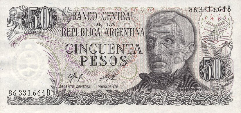 Front of Argentina p301b: 50 Pesos from 1976