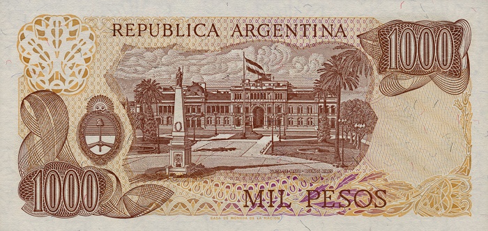 Back of Argentina p304d: 1000 Pesos from 1976
