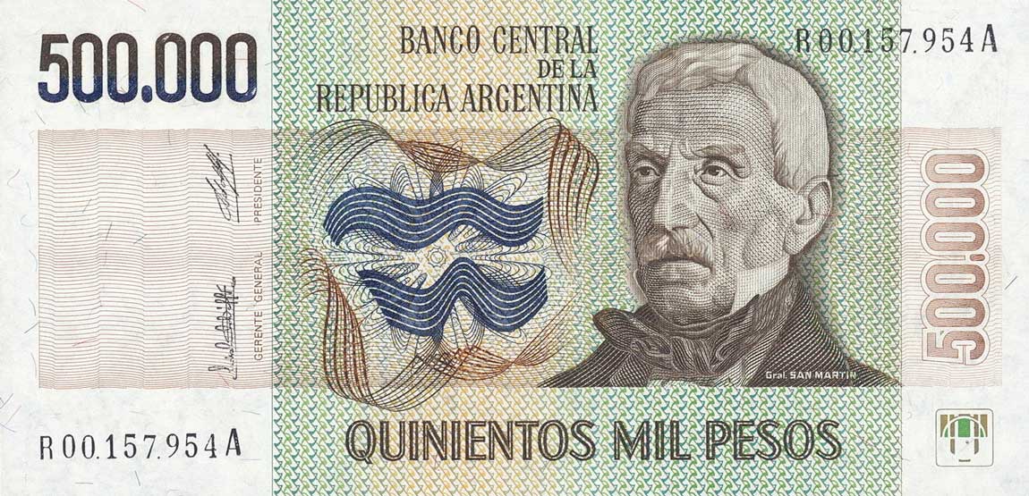 Front of Argentina p309r: 500000 Pesos from 1980