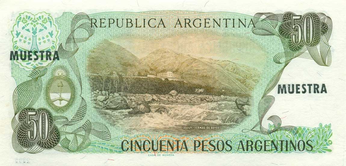 Back of Argentina p314s: 50 Peso Argentino from 1983