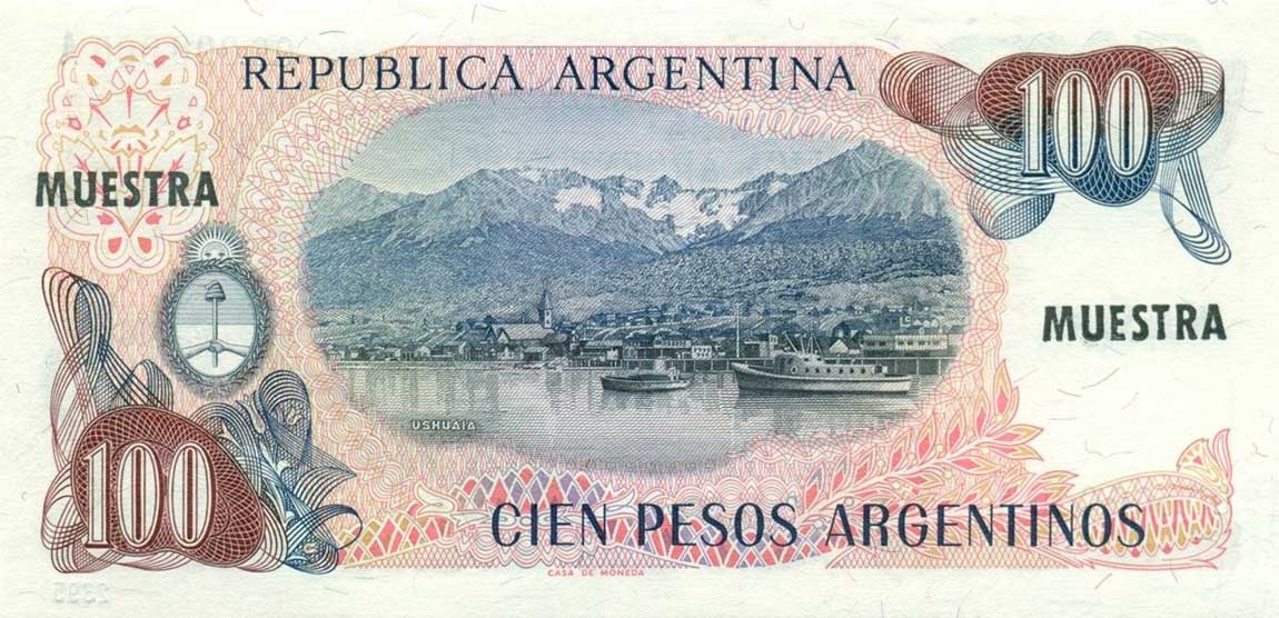 Back of Argentina p315s: 100 Peso Argentino from 1983