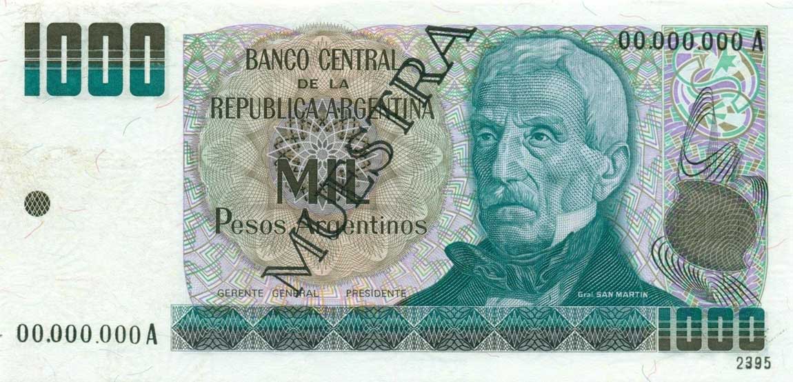 Front of Argentina p317s1: 1000 Peso Argentino from 1983
