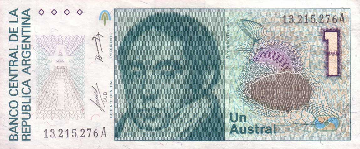 Front of Argentina p323a: 1 Austral from 1985
