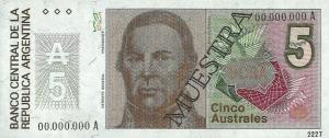 p324s from Argentina: 5 Australes from 1986