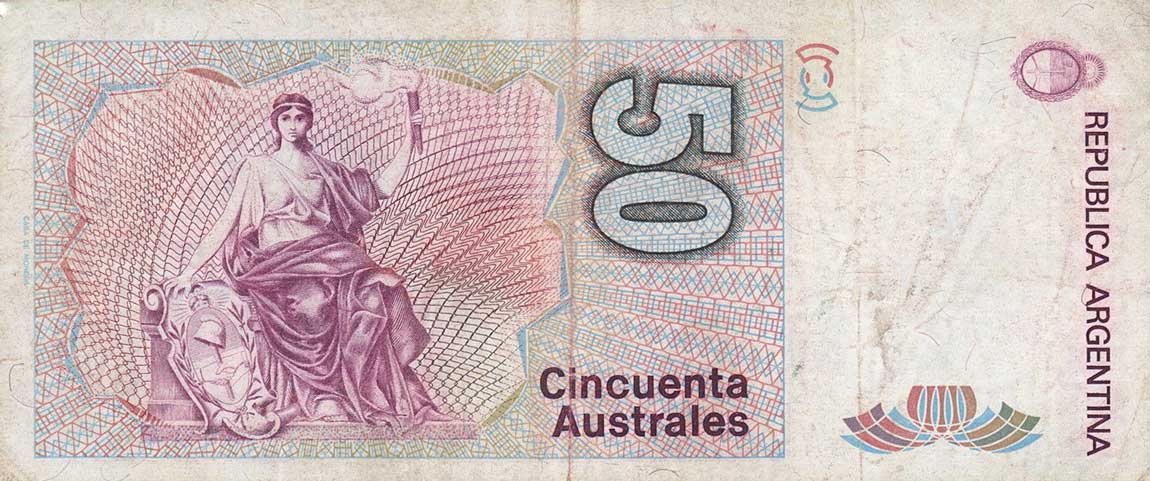 Back of Argentina p326r: 50 Australes from 1986