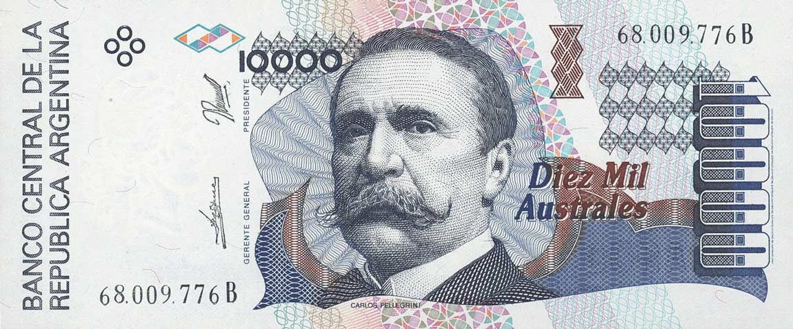 Front of Argentina p334a: 10000 Australes from 1989