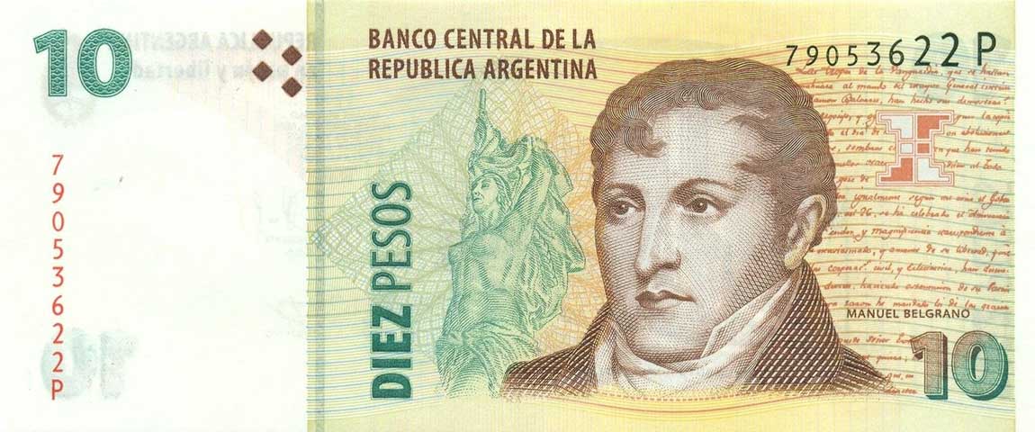 Front of Argentina p354b: 10 Pesos from 2012