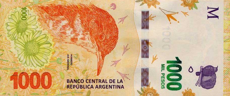 Front of Argentina p366: 1000 Pesos from 2017