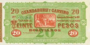 pS1778r from Argentina: 20 Pesos Bolivianos from 1867