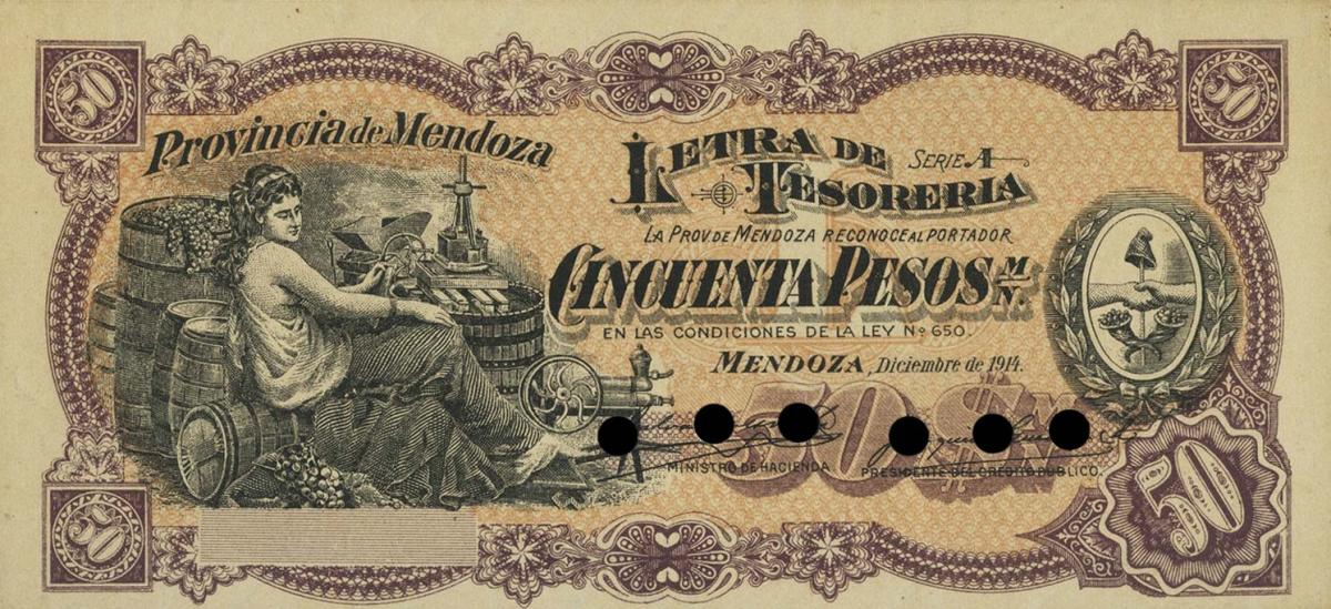 Front of Argentina pS2093s: 50 Pesos from 1914