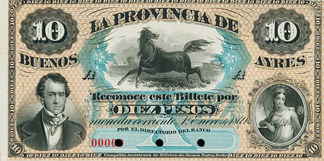 Front of Argentina pS484p: 10 Pesos from 1869