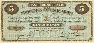 pS617a from Argentina: 5 Pesos from 1891