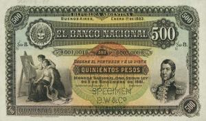 pS703s from Argentina: 500 Pesos from 1883