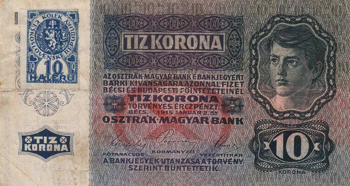 Front of Czechoslovakia p1a: 10 Korun from 1919