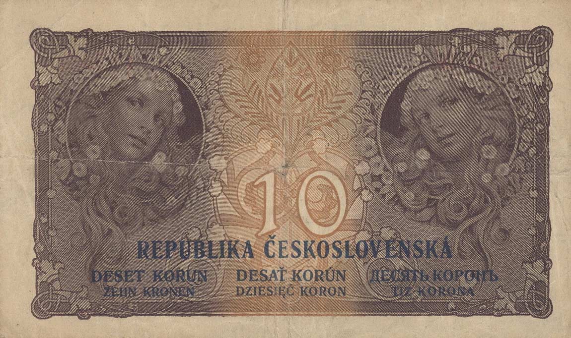 Back of Czechoslovakia p8b: 10 Korun from 1919