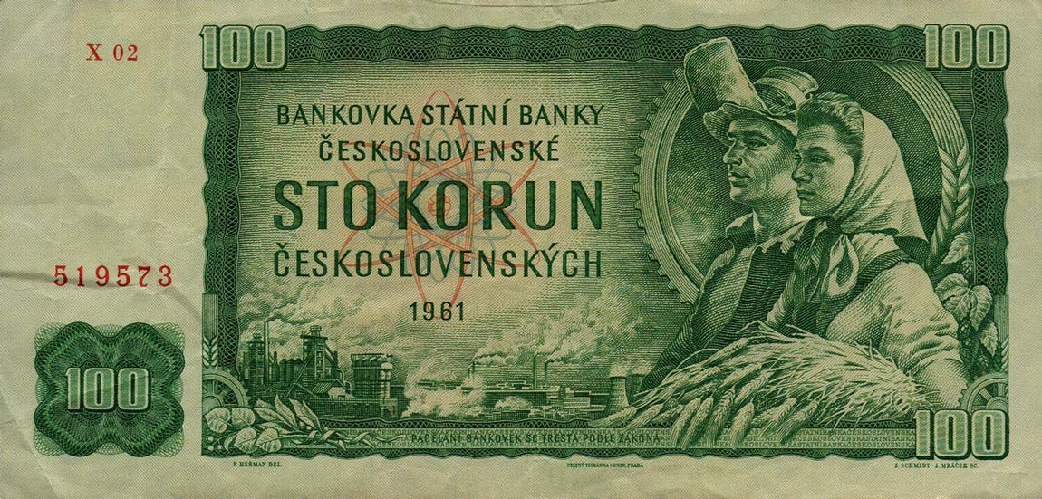 Front of Czechoslovakia p91i: 100 Korun from 1961