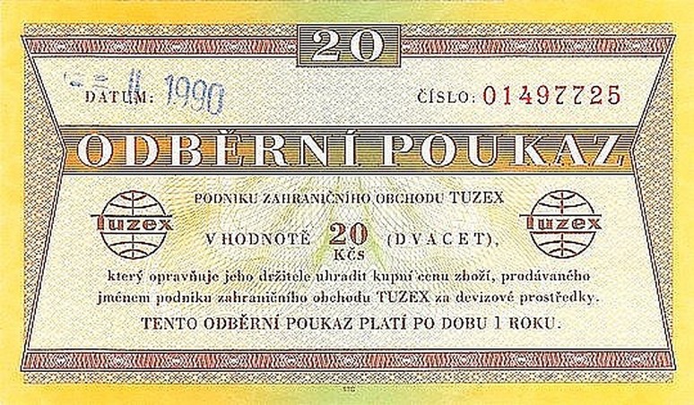 Front of Czechoslovakia pFX67: 20 Korun from 1989