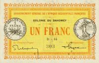 Gallery image for Dahomey p2a: 1 Franc