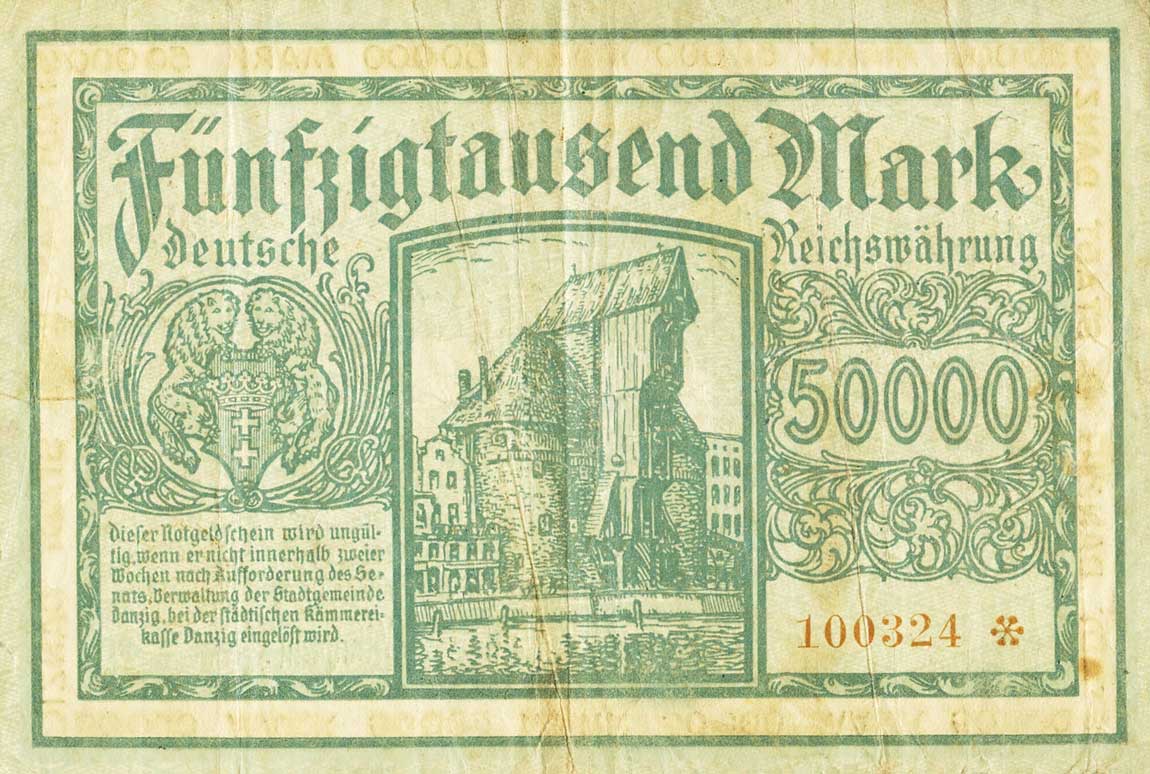 Back of Danzig p19: 50000 Mark from 1923