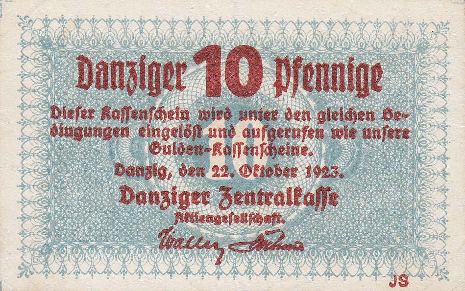 Front of Danzig p35a: 10 Pfennig from 1923