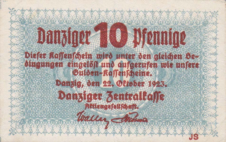 Front of Danzig p35b: 10 Pfennig from 1923