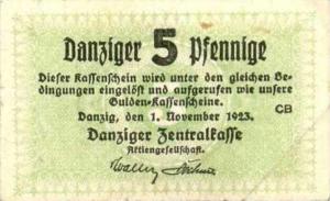 p44 from Danzig: 5 Pfennig from 1923