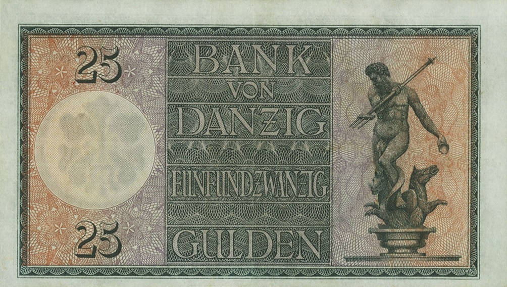 Back of Danzig p54: 25 Gulden from 1924