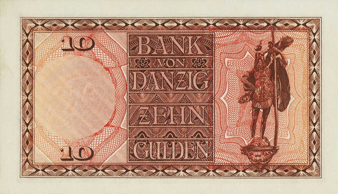 Back of Danzig p58: 10 Gulden from 1930