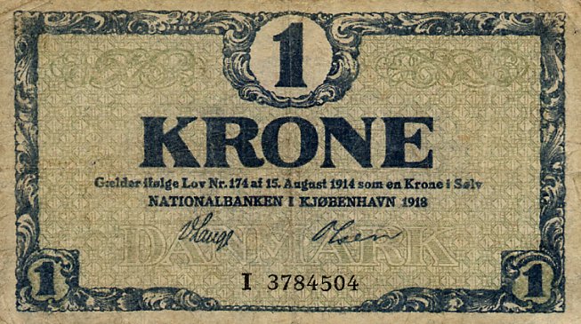Front of Denmark p12d: 1 Krone from 1918
