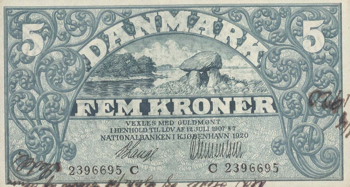 Front of Denmark p20g: 5 Kroner from 1920