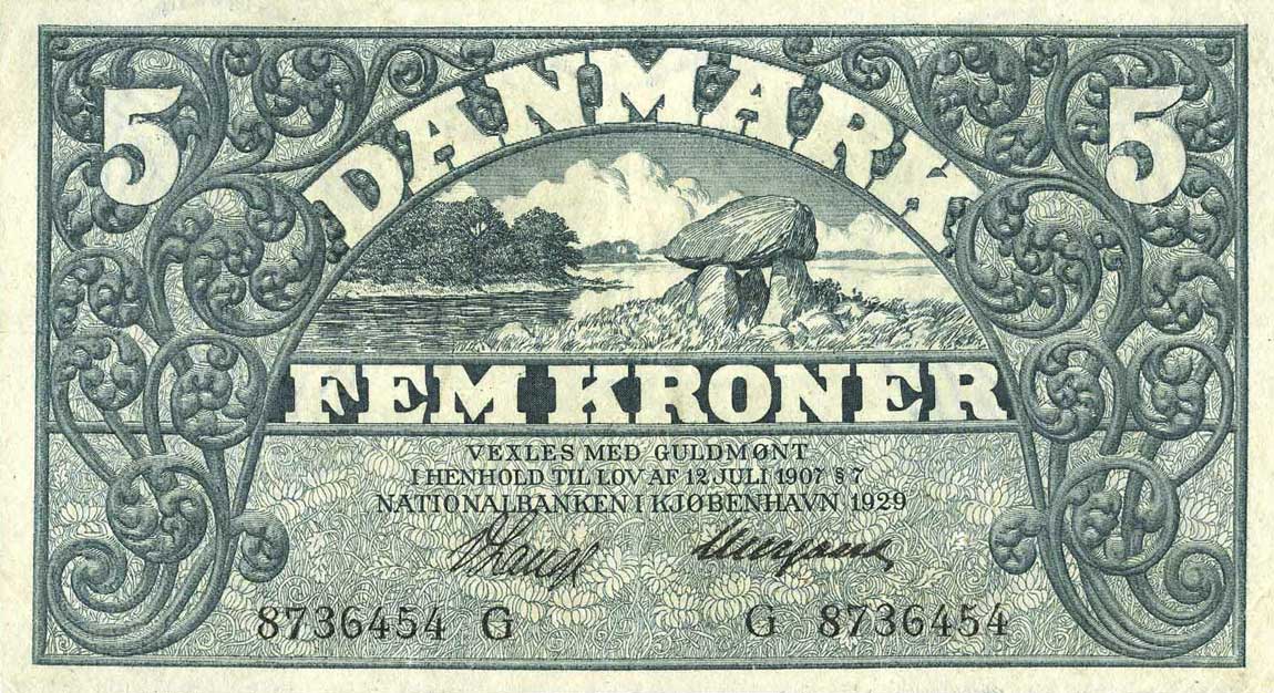 Front of Denmark p20p: 5 Kroner from 1929