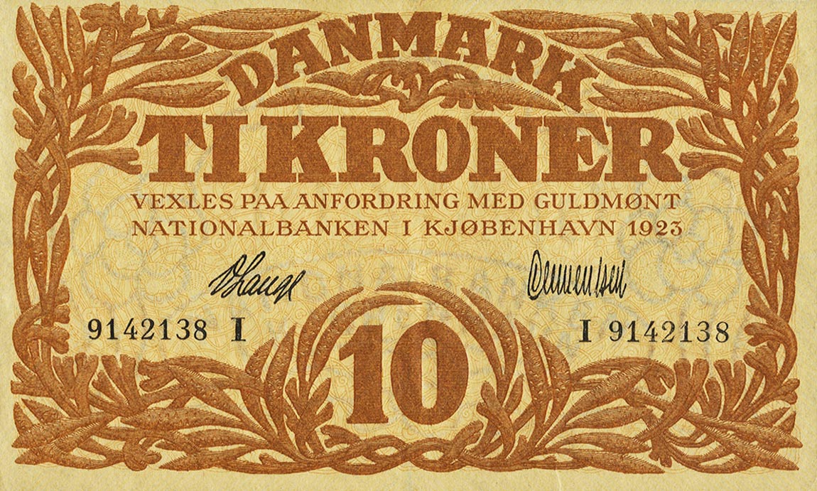 Front of Denmark p21p: 10 Kroner from 1923