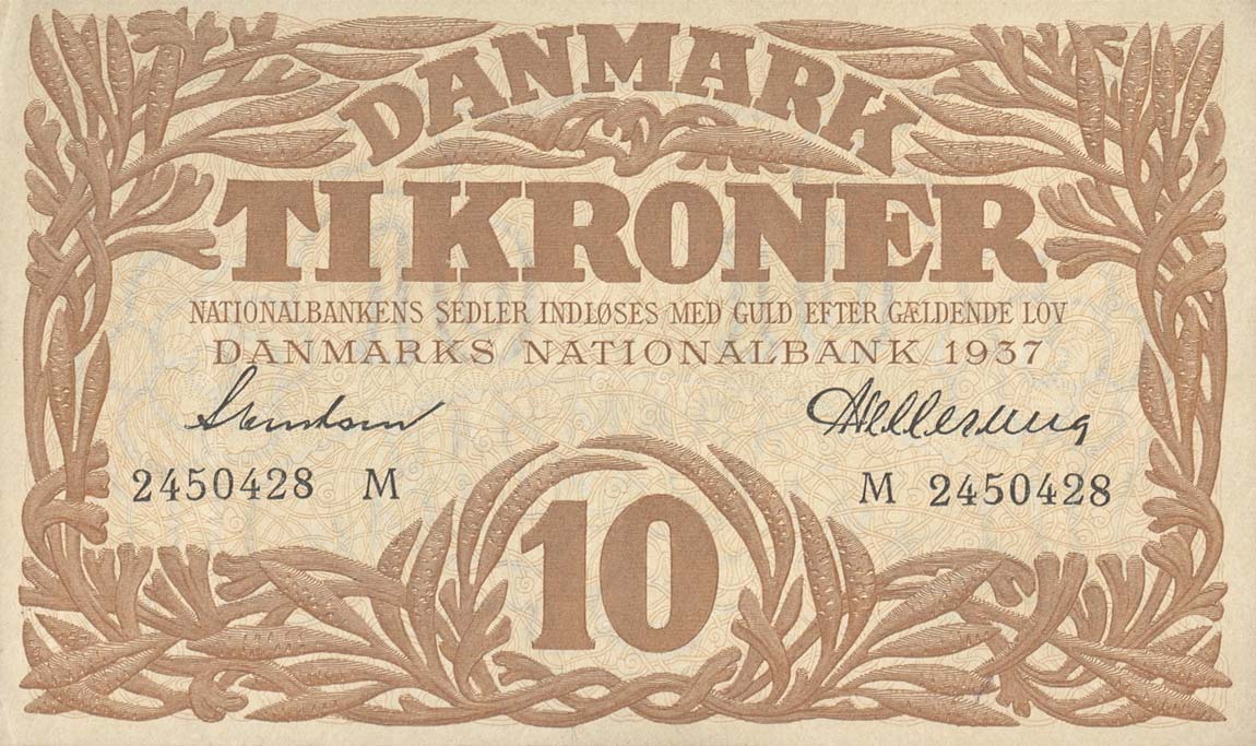 Front of Denmark p31c: 10 Kroner from 1937