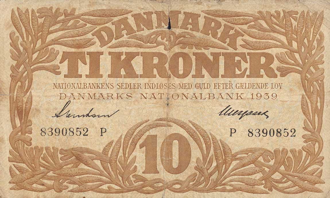 Front of Denmark p31g: 10 Kroner from 1939