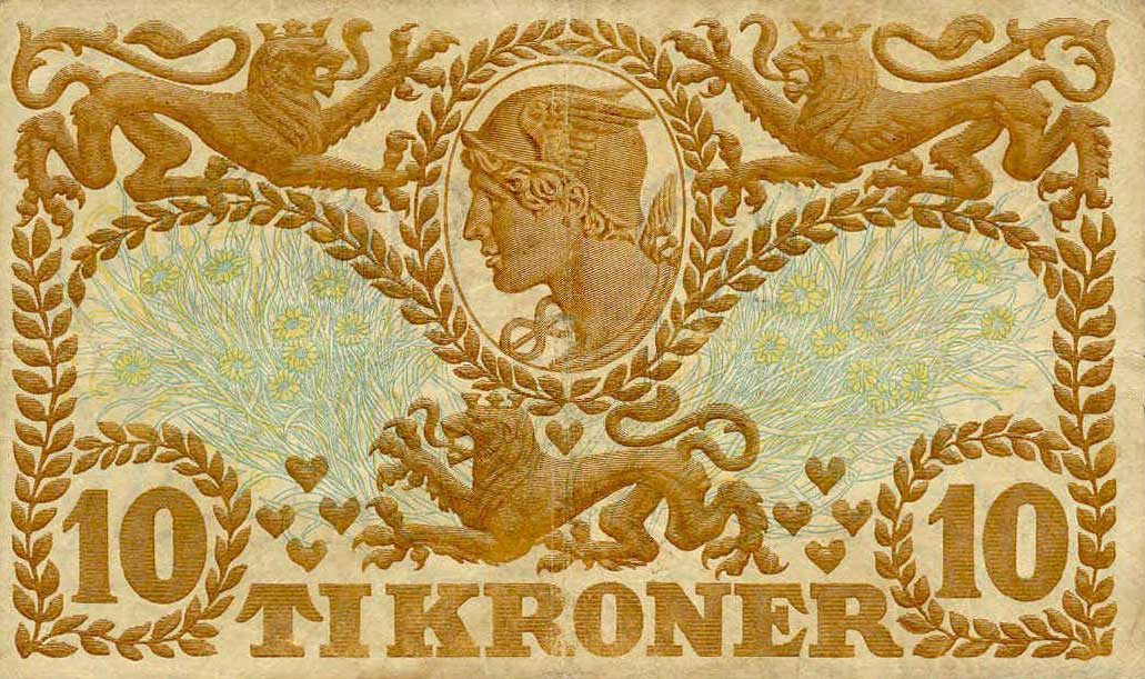 Back of Denmark p31k: 10 Kroner from 1942