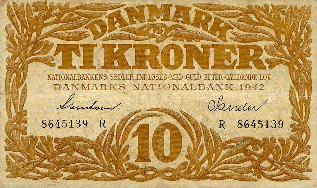 Front of Denmark p31k: 10 Kroner from 1942