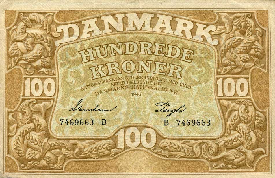 Front of Denmark p33d: 100 Kroner from 1943
