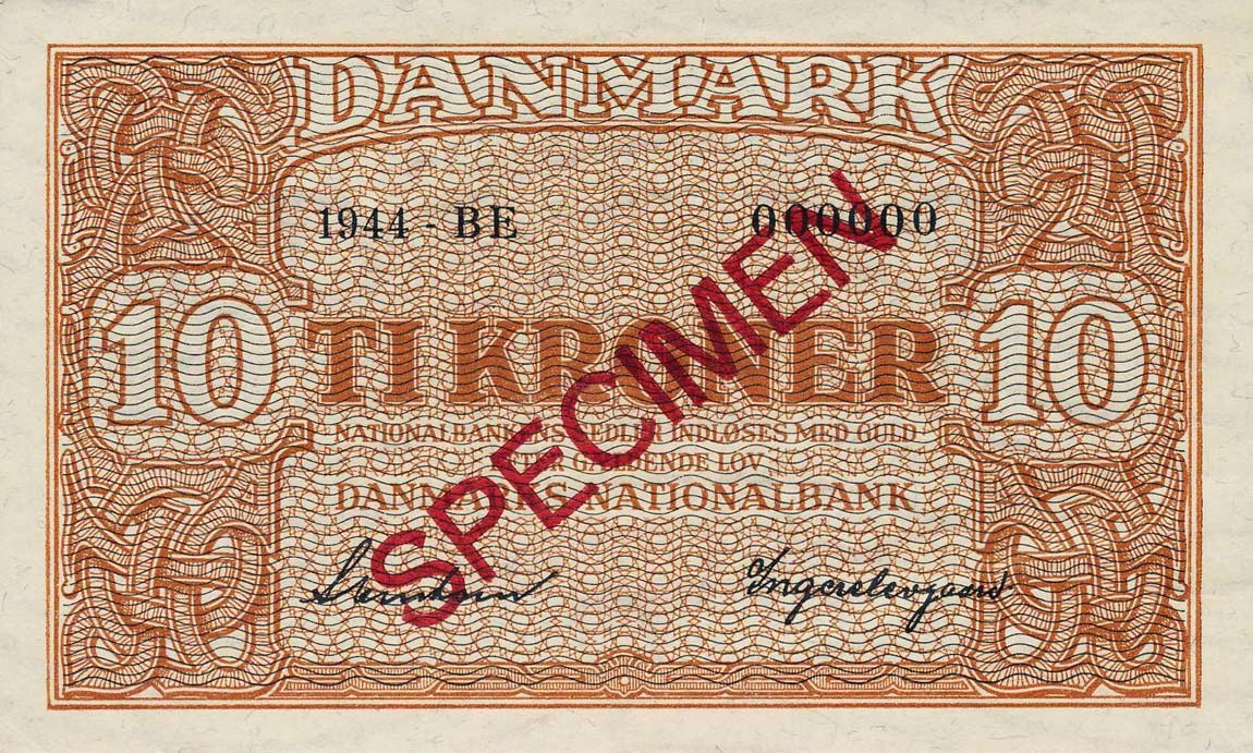 Front of Denmark p36s: 10 Kroner from 1944